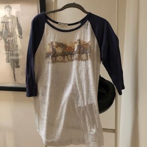 Rare Vintage Forever 21 Horse Burnout Baseball Tee